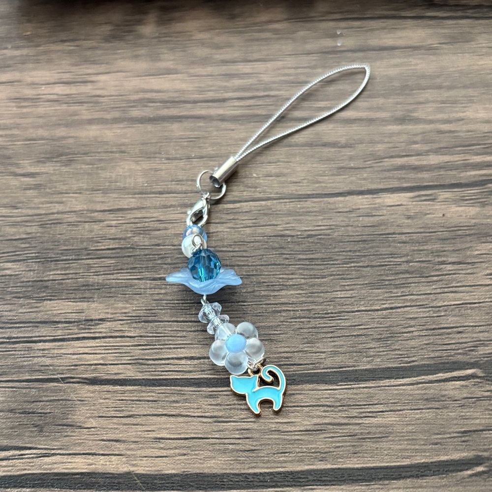 Blue Floral Charm Bag Accessory